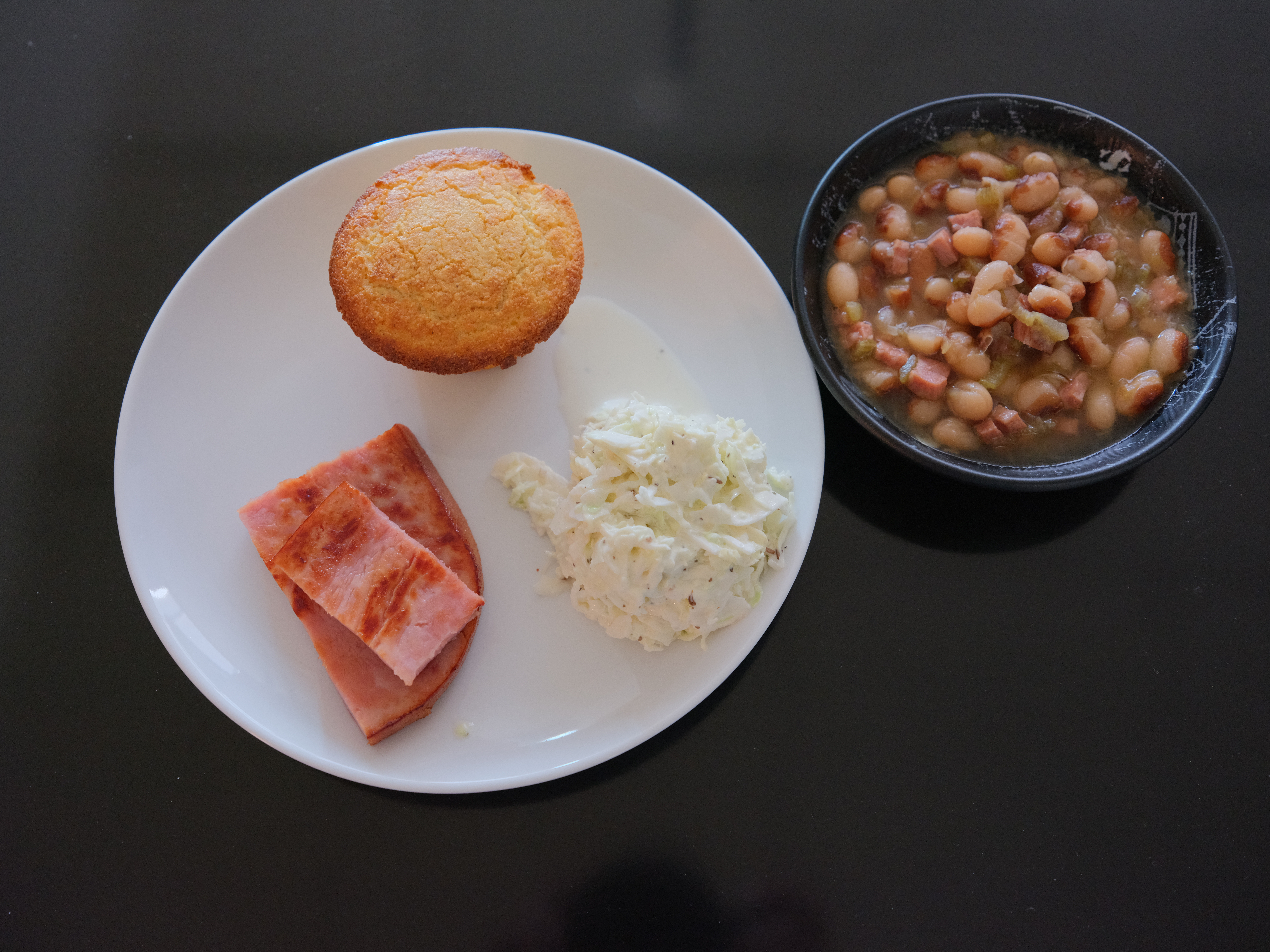 Beans, Colesaw, Cornbread & Ham
